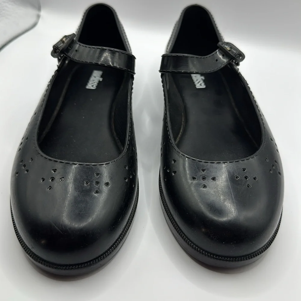 Mini Melissa Black Mary Jane Flats Size 4 Big Kid Jelly Ballet Shoes